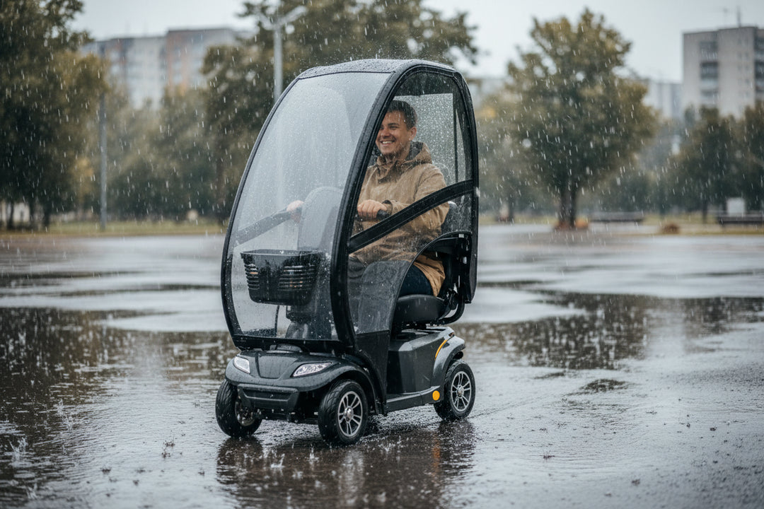 Wetterschutz Elektromobil: So steigert ein Wetterdach Komfort bei Regen - RehaComfort